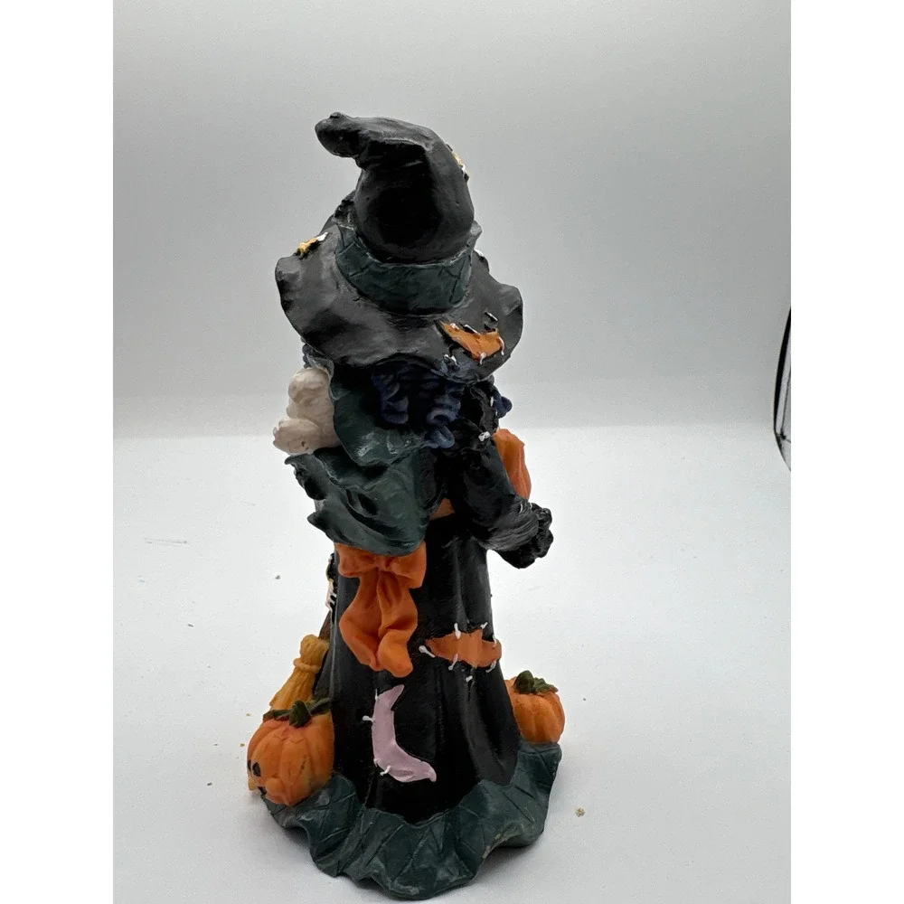 Halloween Witch Figurine Holding Pumpkin‎ Statue Broom Decor
